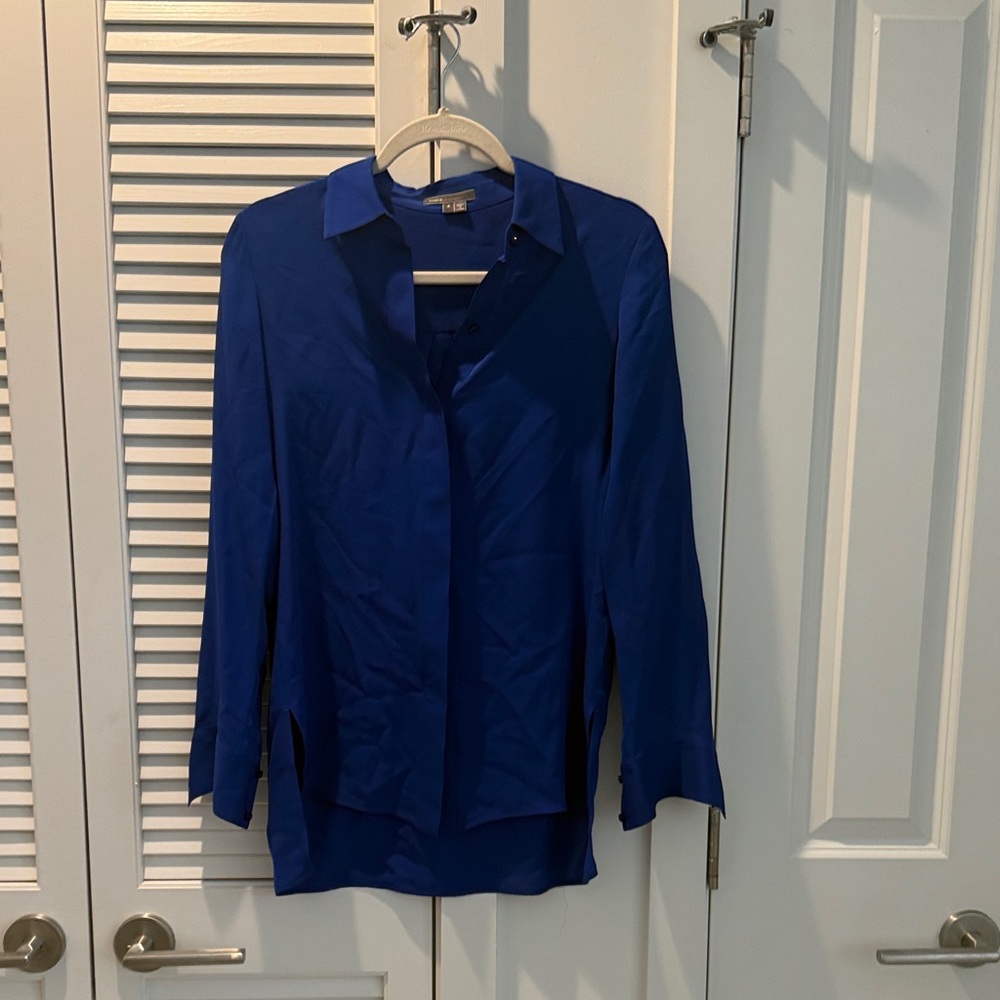 Silk Blue Vince Button Down Shirt